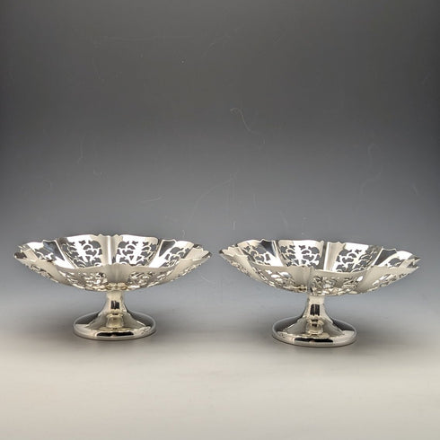 1933 British Vintage Sterling Silver Compote/Tazza Pair Total 335g Viners